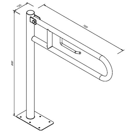 Stödhandtag för golv Faneco 700 satin