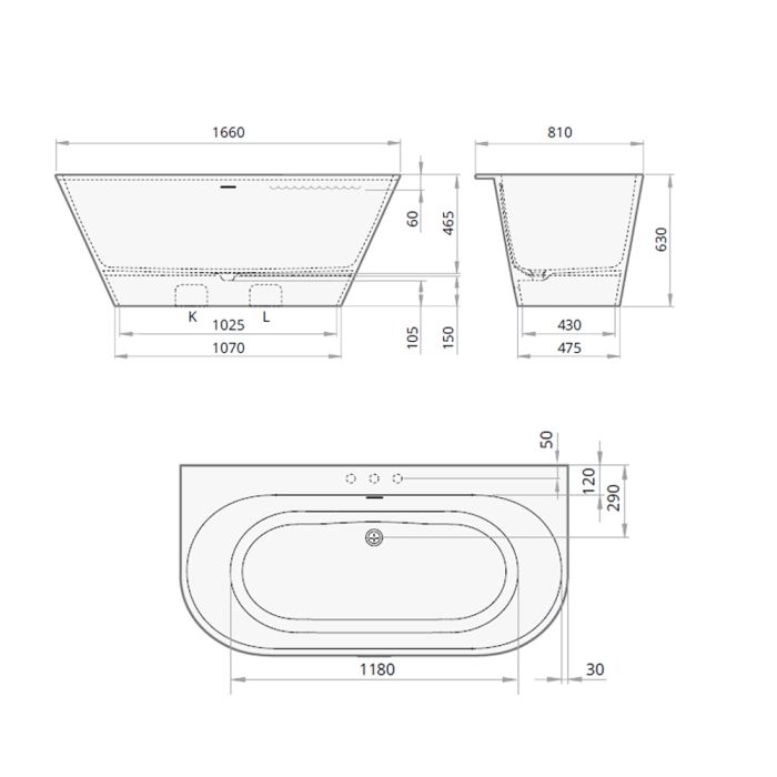 Badkar i sten PAA Deco Wall Graphite