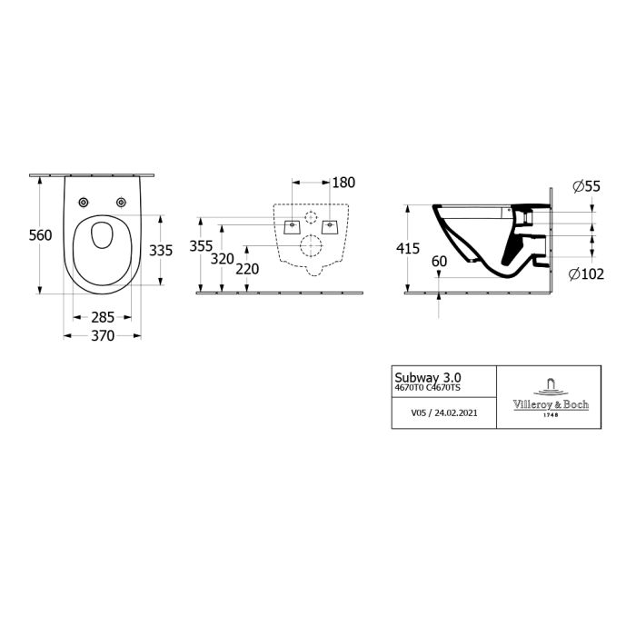 Vägghängd toalettstol Villeroy & Boch Subway 3.0 4670TS01