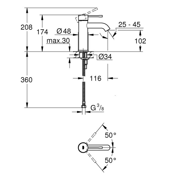 Tvättställsblandare Grohe Essence S-Size phantom black