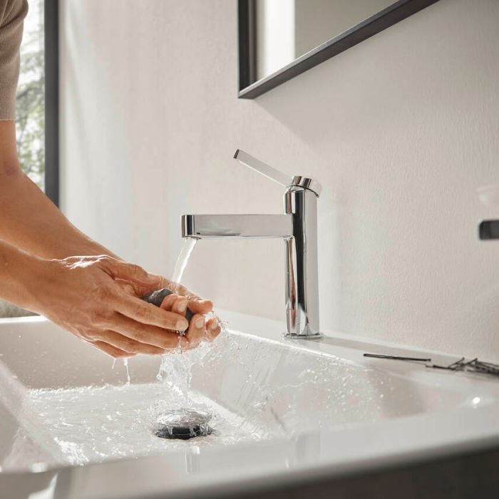 Tvättställsblandare Hansgrohe Finoris 100 push-open med bottenventil