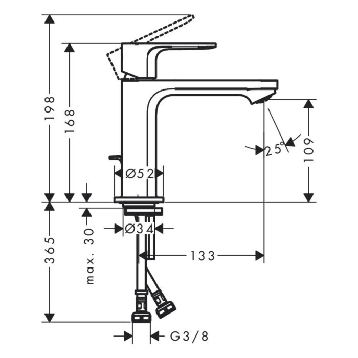 Tvättställsblandare Hansgrohe Rebris E 110 krom med bottenventil