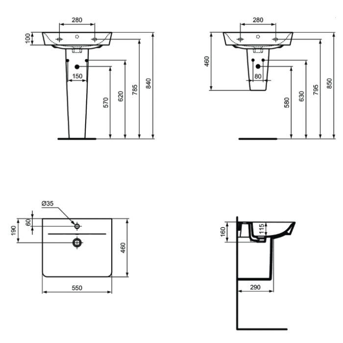 Tvättställ Ideal Standard Connect Air Cube E0298 mattsvart