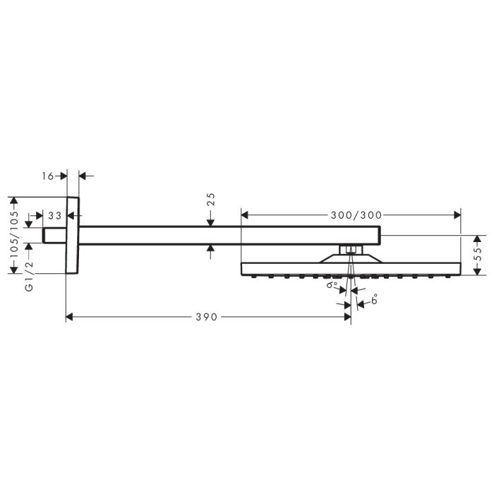 Takdusch Hansgrohe Raindance E 300 1jet mattsvart