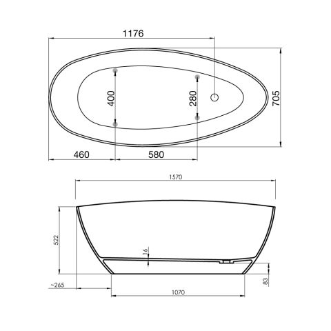 Badkar i sten Westerbergs Ellipse Black 157