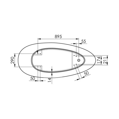 Badkar i sten Westerbergs Ellipse Black 170